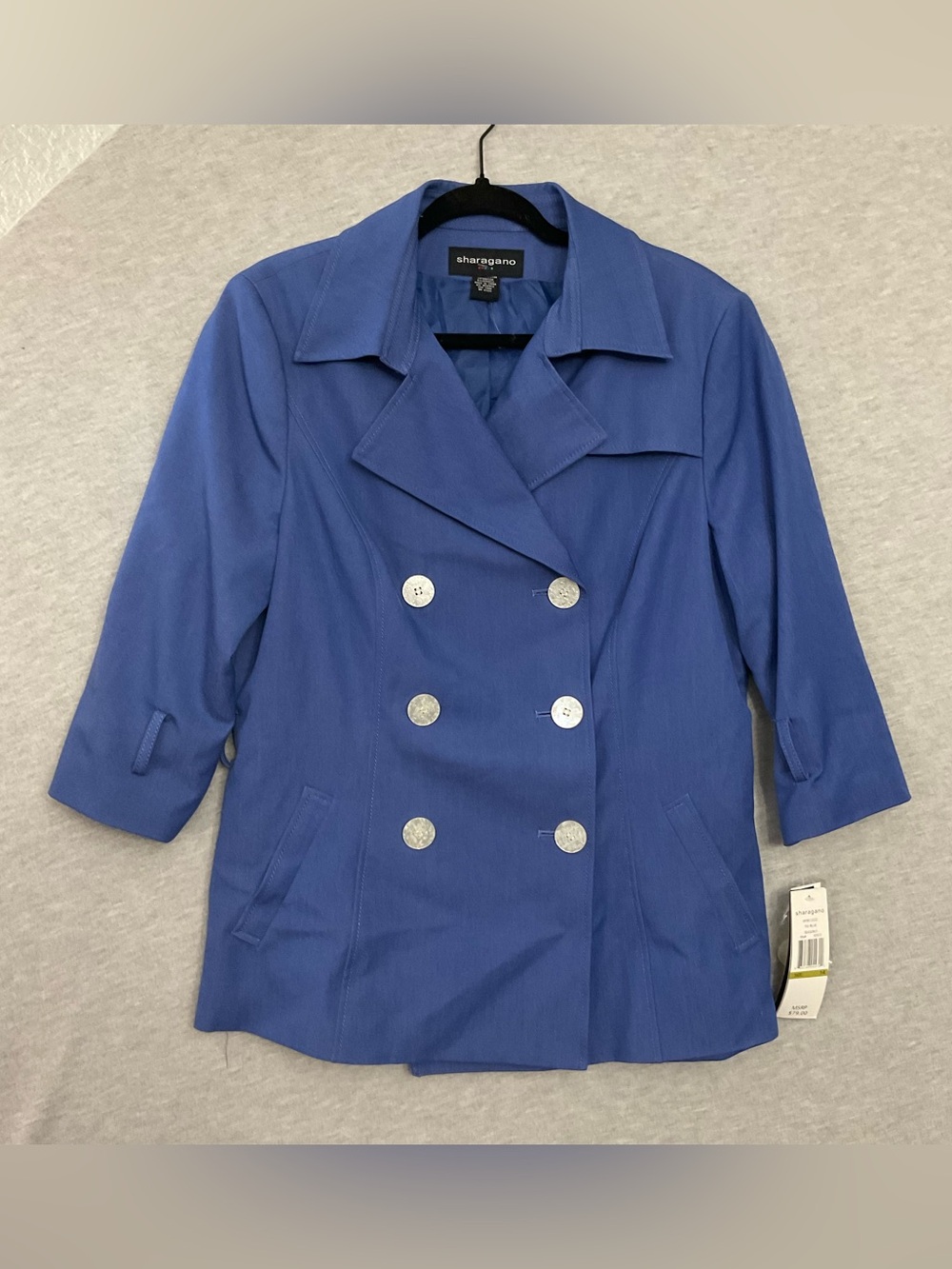 Sharagano Blue Double-Breasted Jacket - Picture 2 of 6